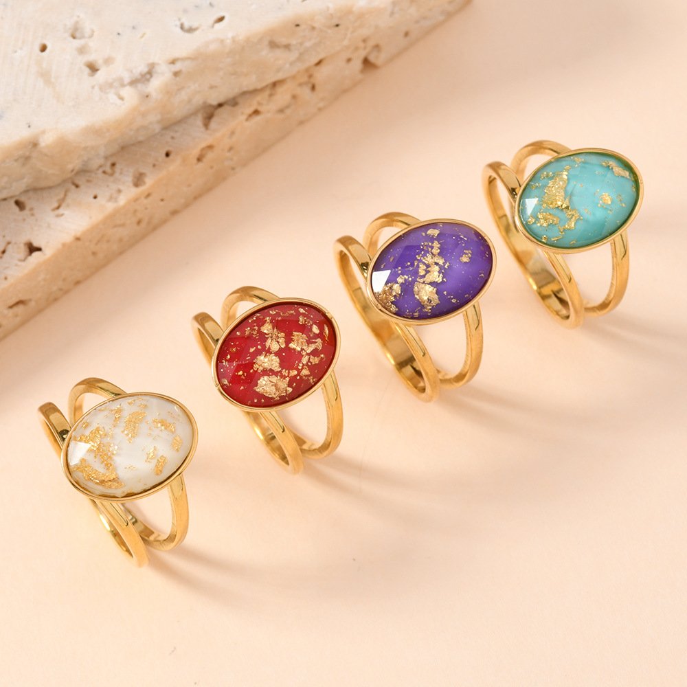 Gold Foil Oval Halo Ring - Image 5