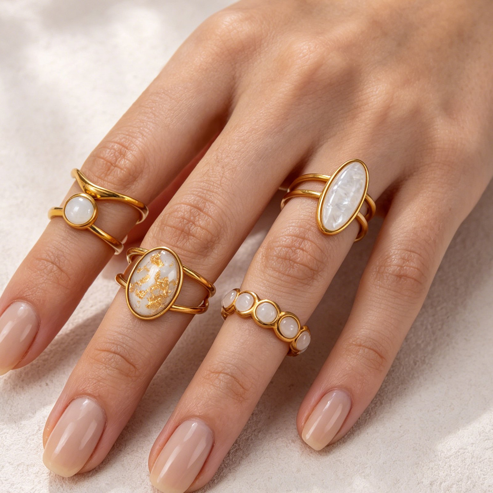 Gold Foil Oval Halo Ring - Image 4
