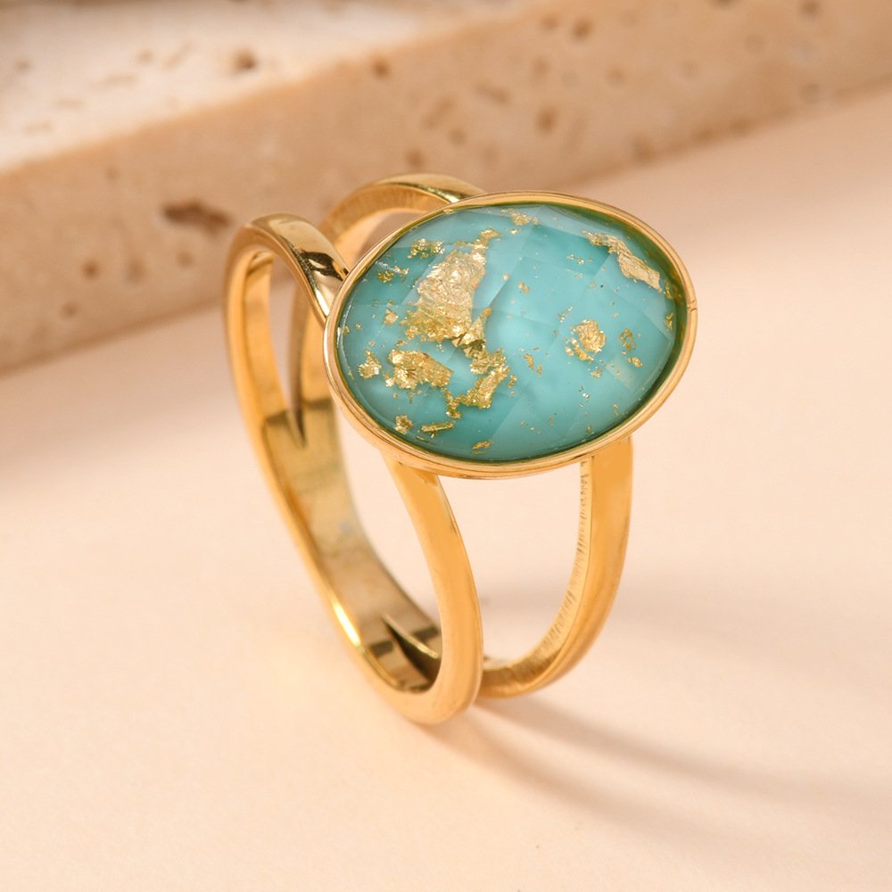 Gold Foil Oval Halo Ring - Image 11