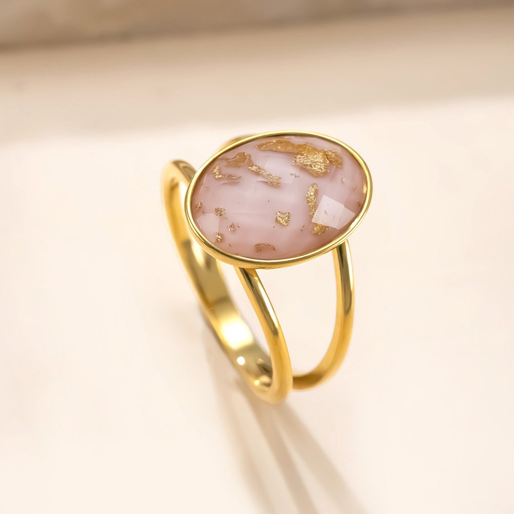Gold Foil Oval Halo Ring - Image 8