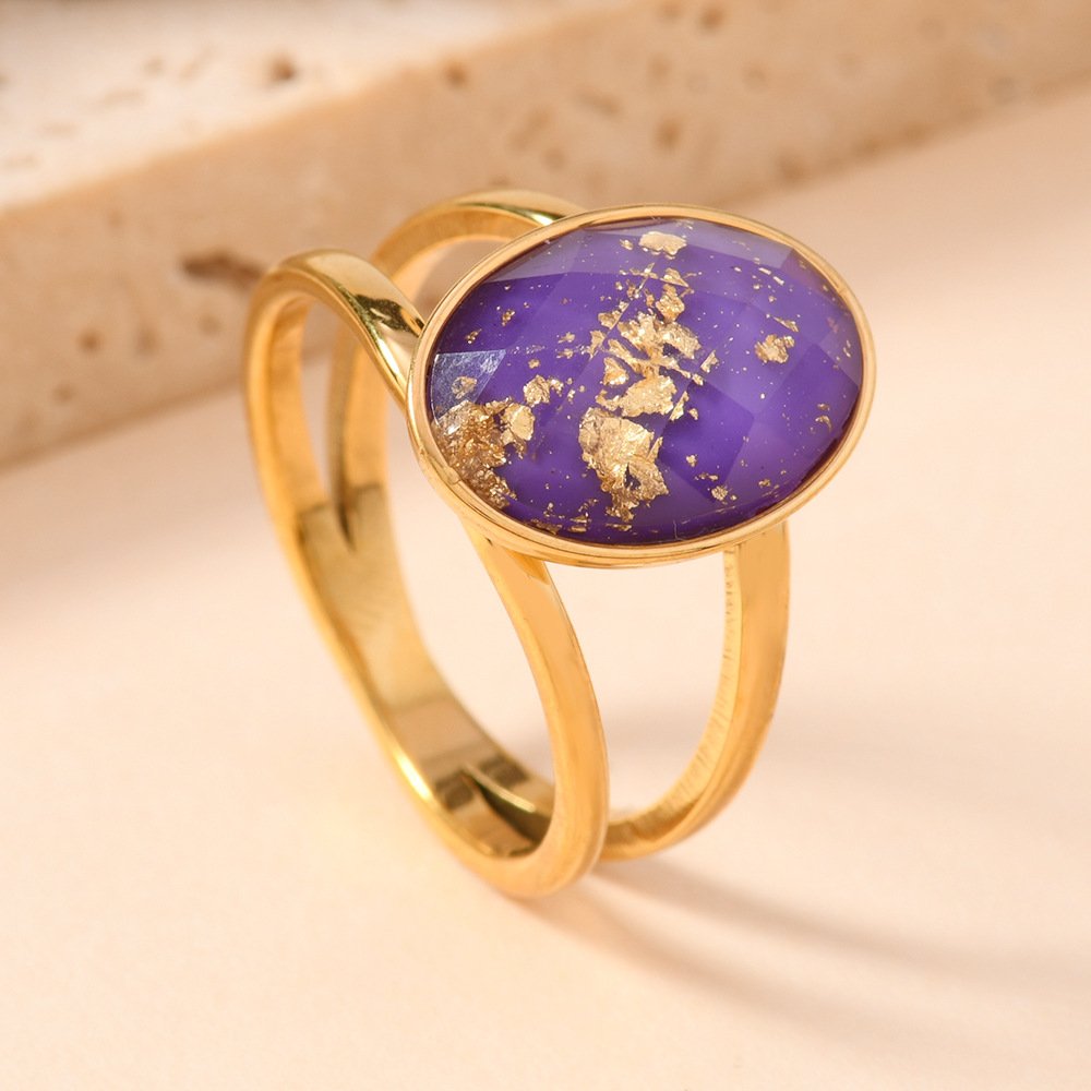 Gold Foil Oval Halo Ring - Image 9