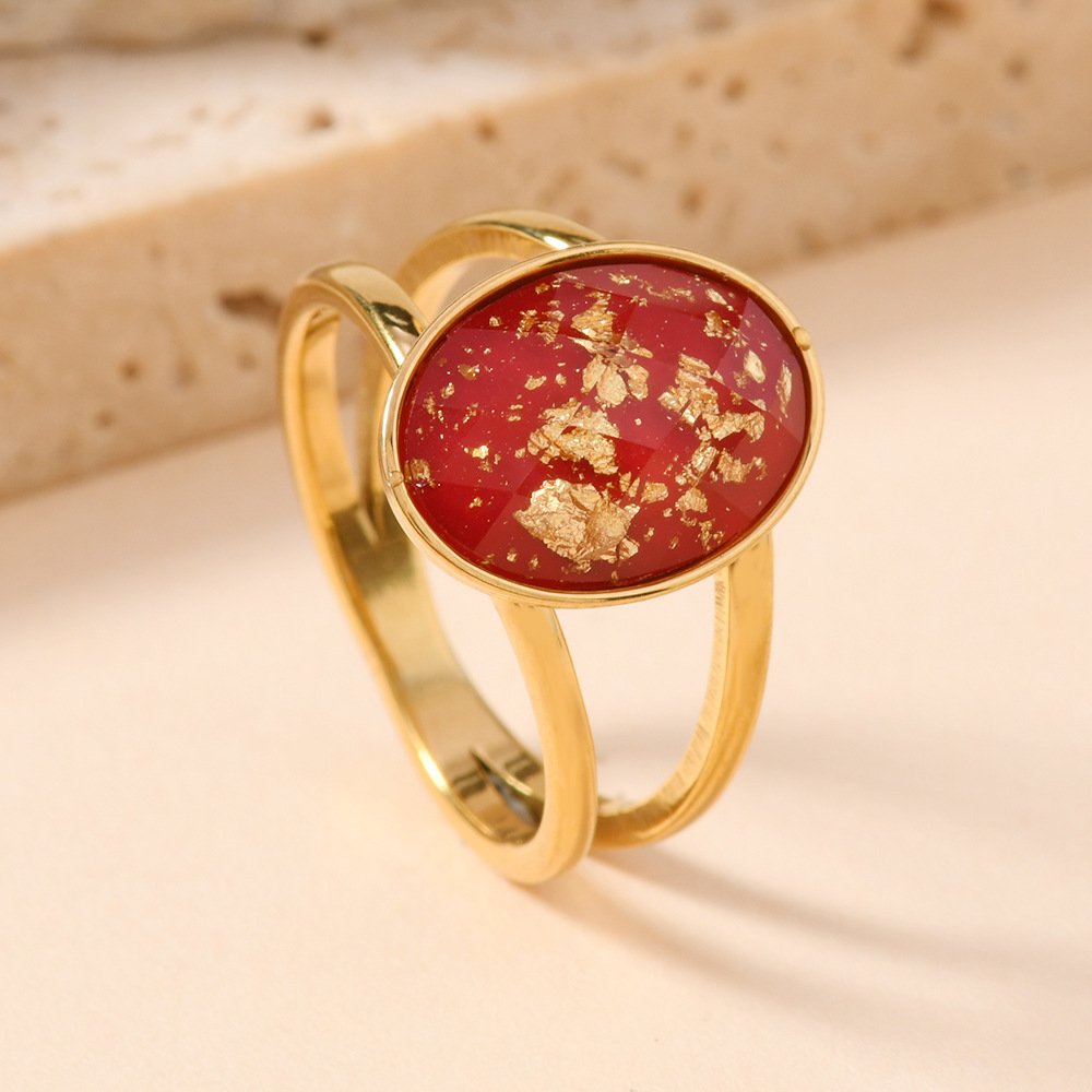 Gold Foil Oval Halo Ring - Image 10