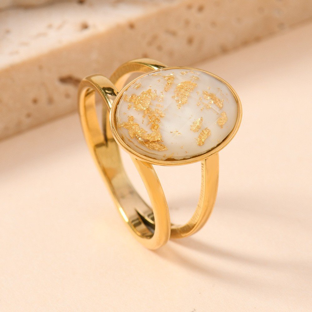 Gold Foil Oval Halo Ring - Image 6