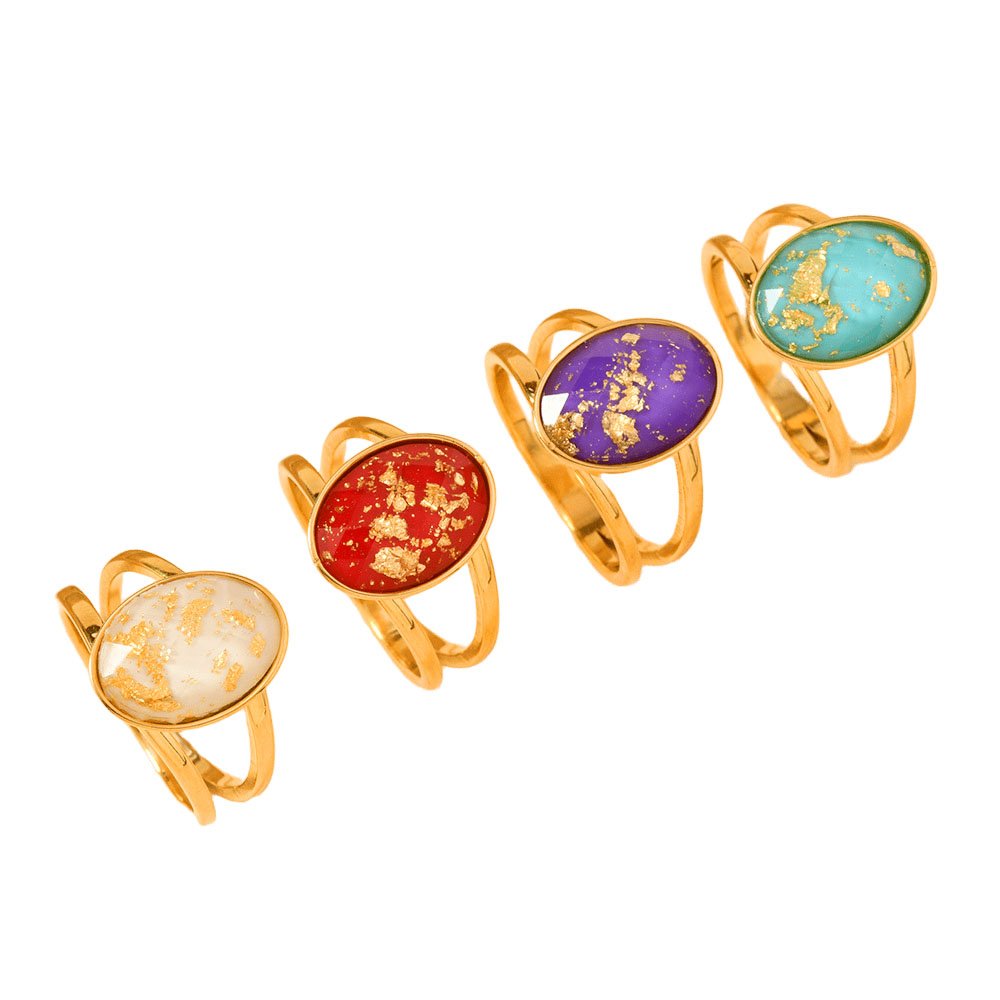Gold Foil Oval Halo Ring