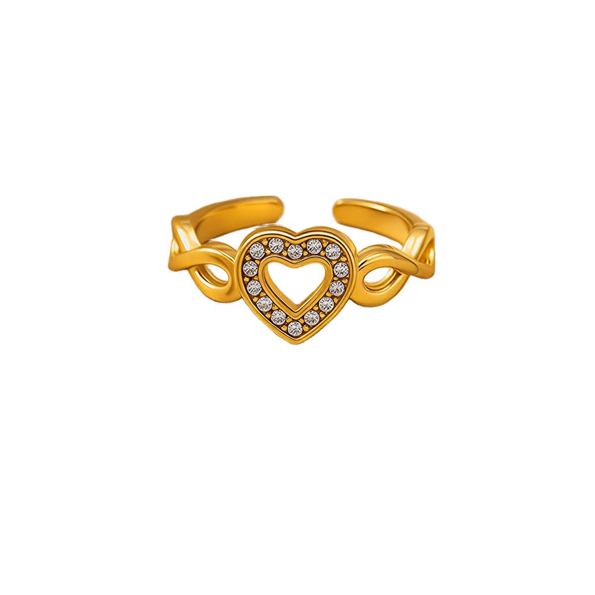Golden Hollow Heart Zircon Ring