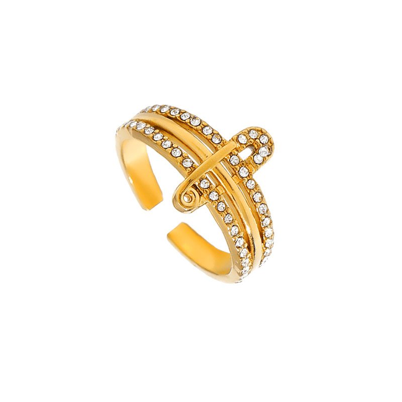 Golden Paperclip Zircon Ring