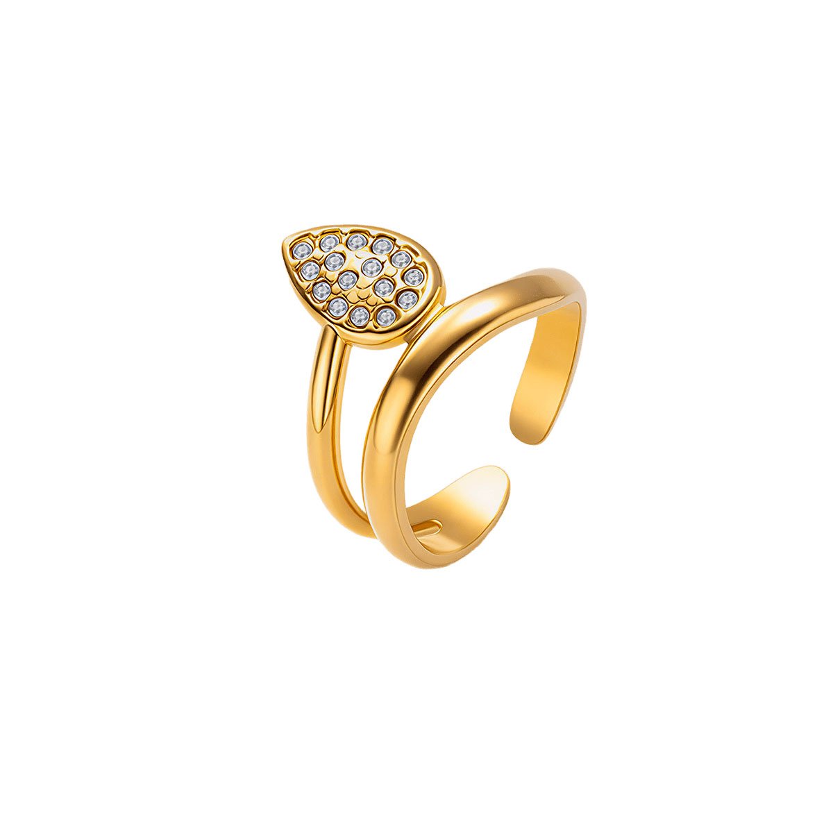 Golden Waterdrop Zircon Open Ring