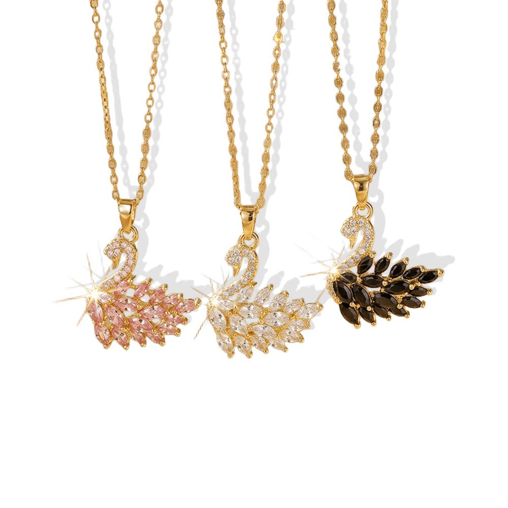 Graceful Swan Crystal Pendant Necklace