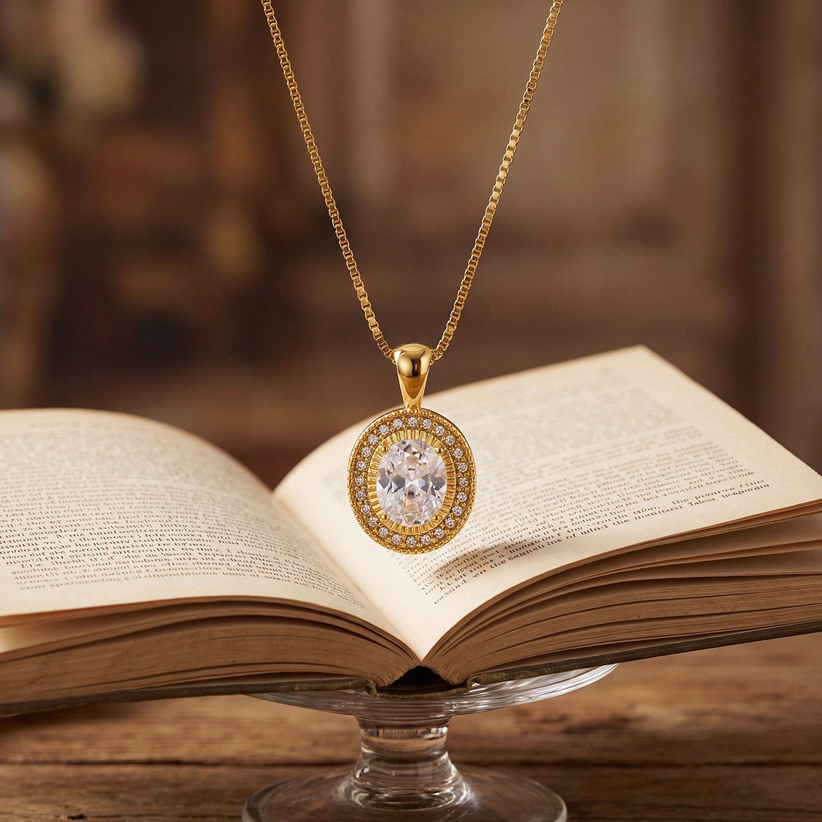 Grand Halo Oval Pendant Necklace - Image 3