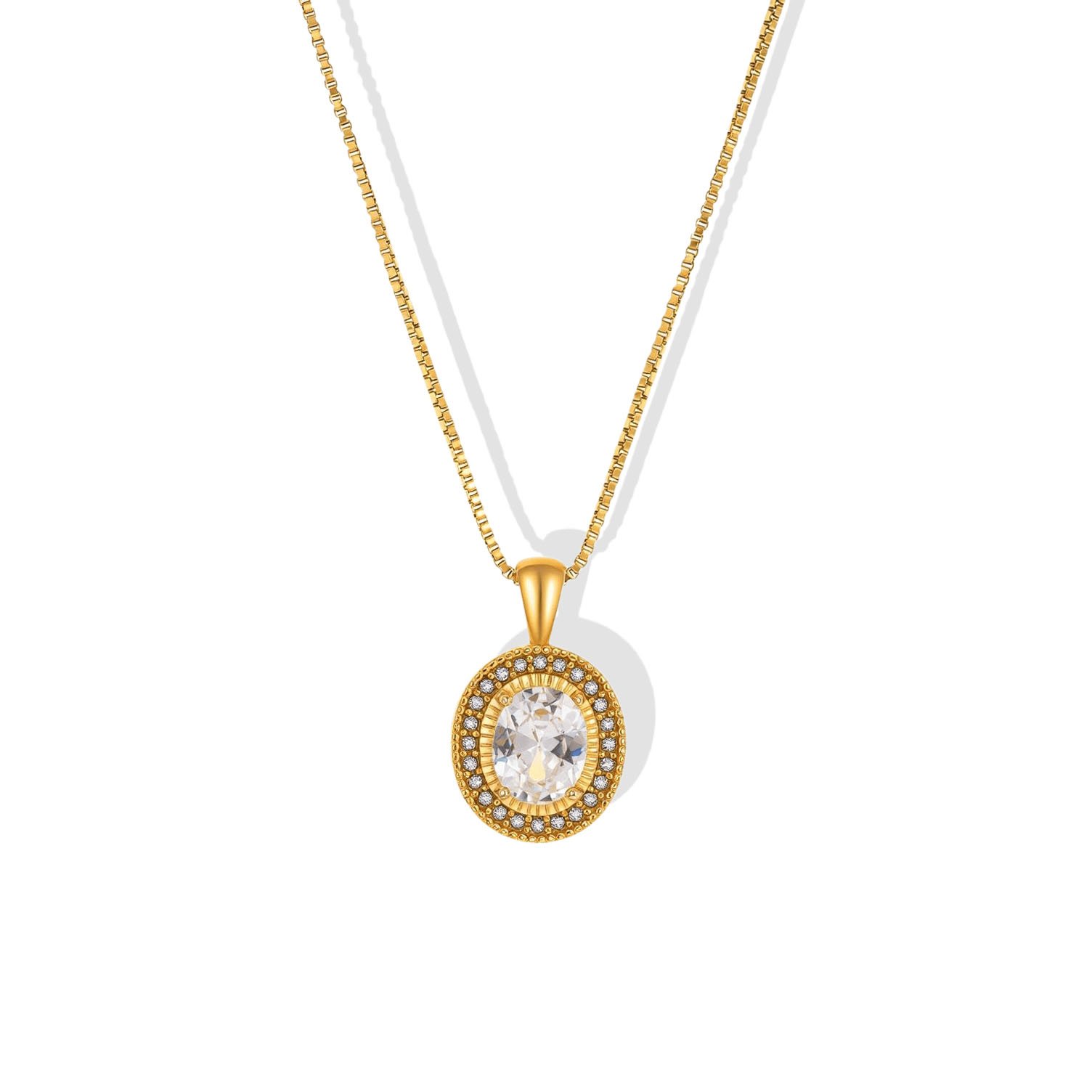 Grand Halo Oval Pendant Necklace
