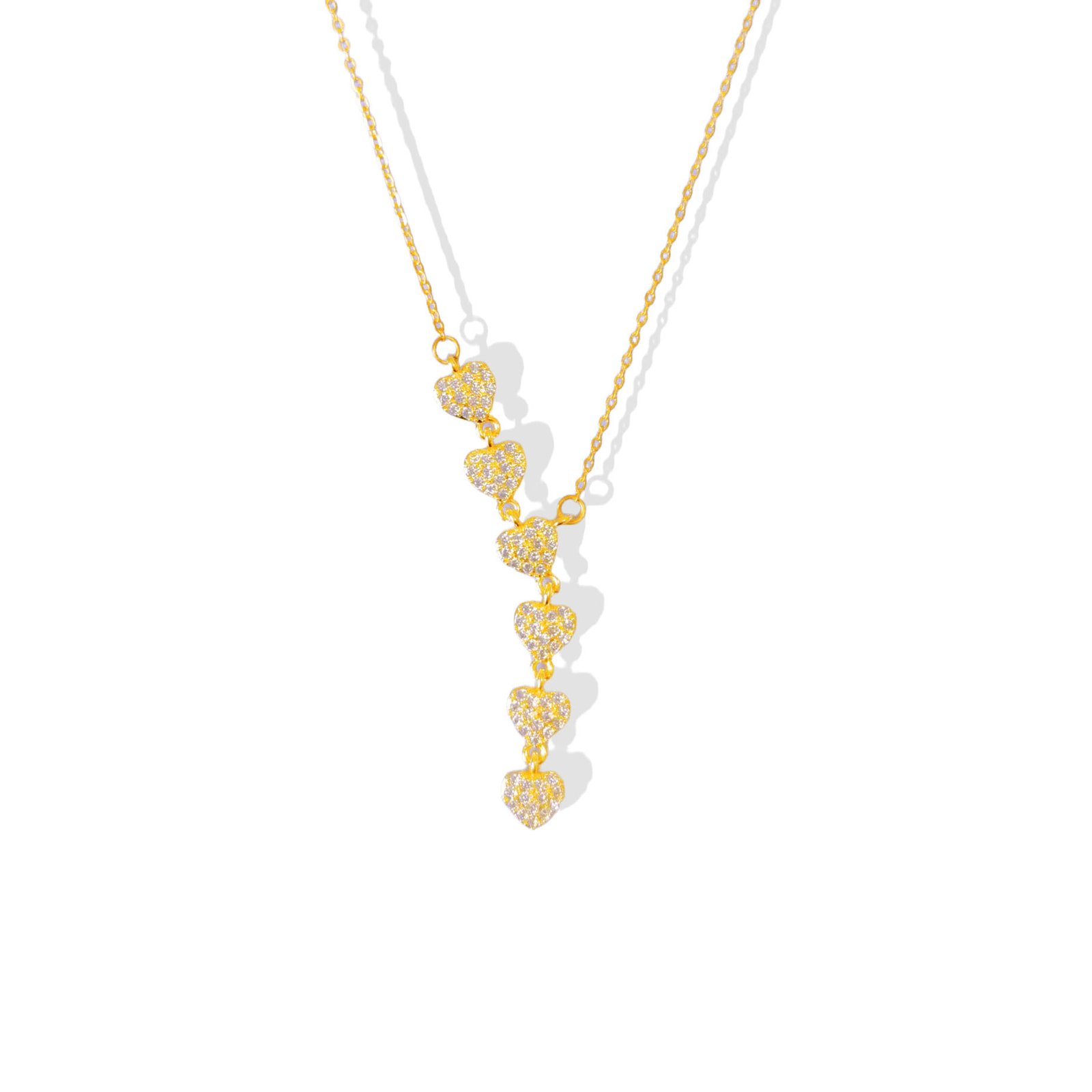 Heart Cascade Y-Drop Necklace