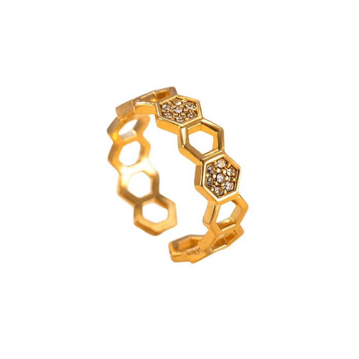 Honeycomb Pavé Ring