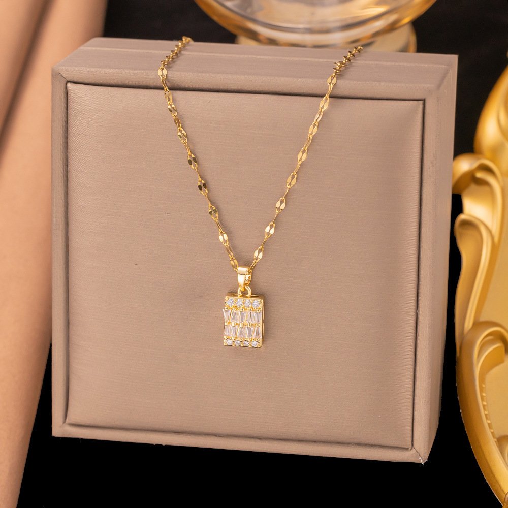 Ice Block Baguette Pendant Necklace - Image 3