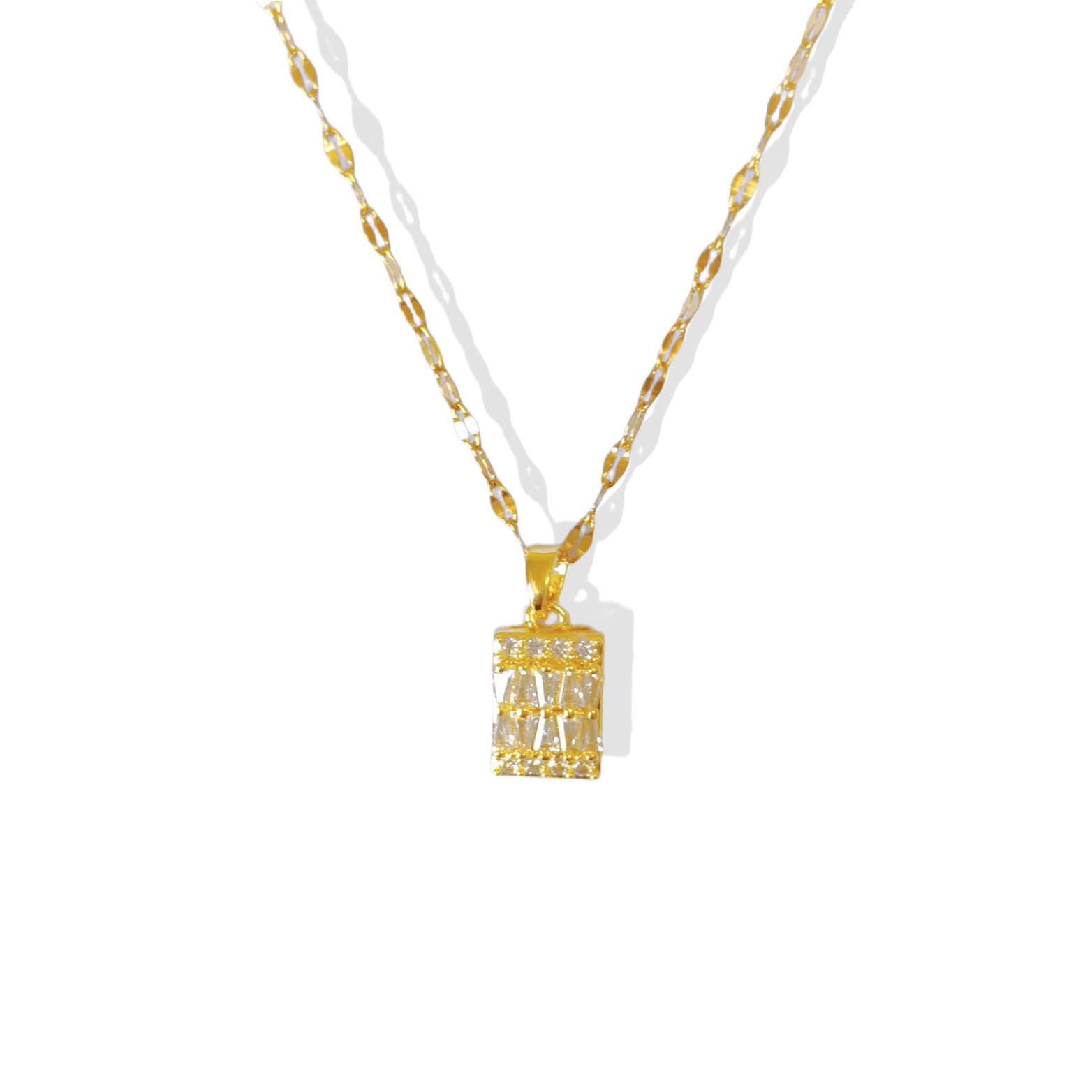 Ice Block Baguette Pendant Necklace