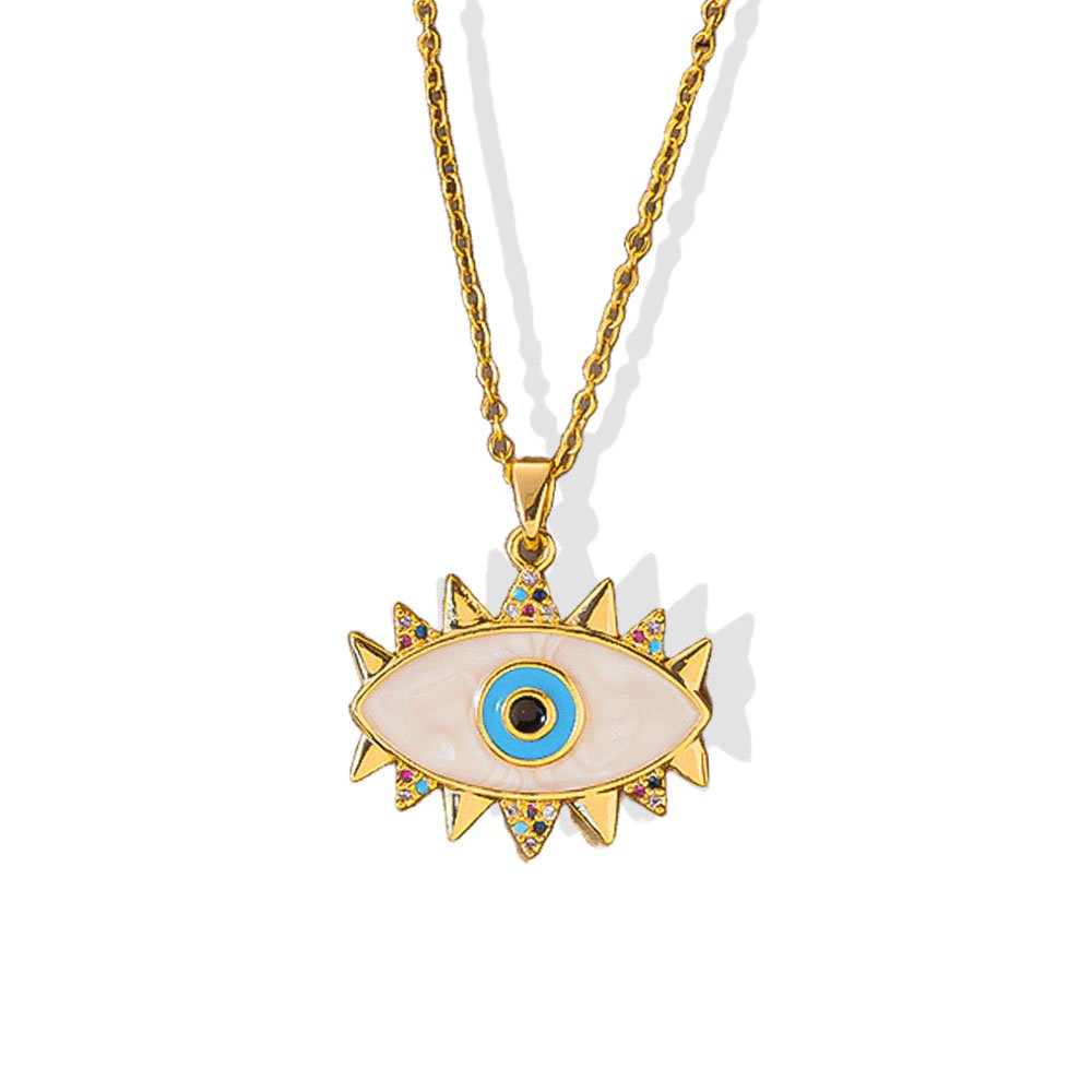 Ivory Gaze Sunburst Evil Eye Necklace