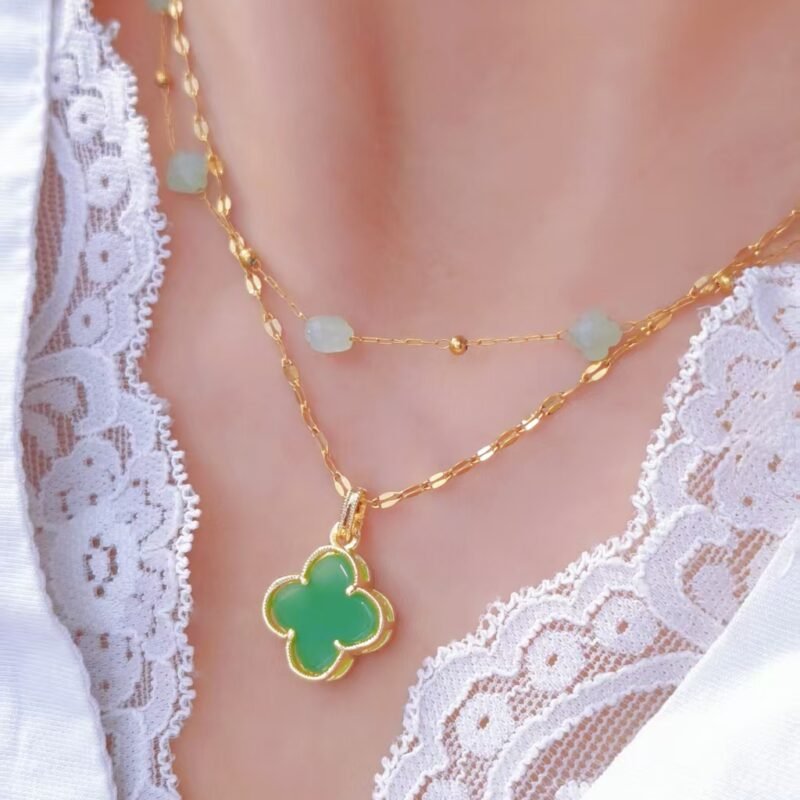 Jade Clover Pendant Necklace