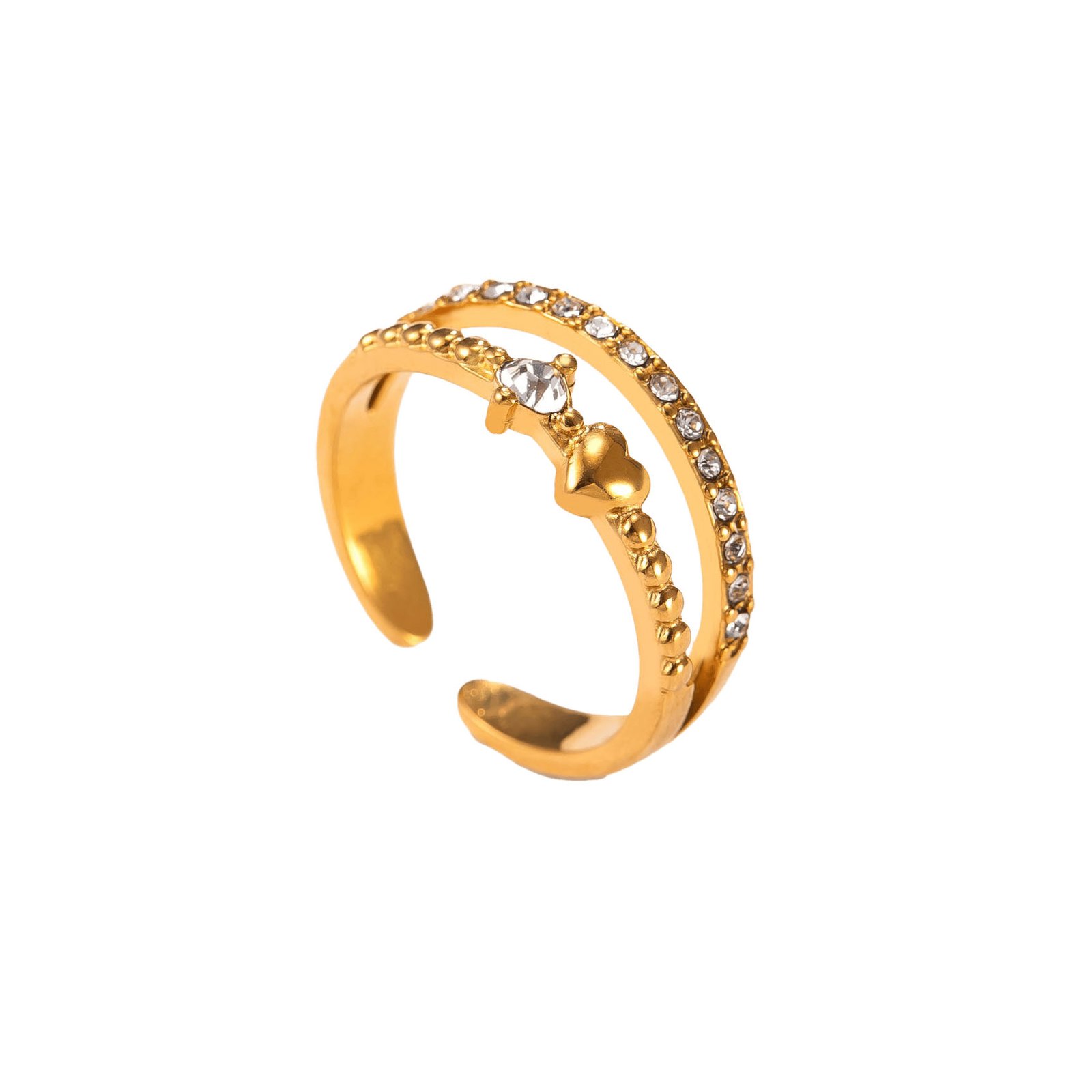 Layered Heart Pavé Ring