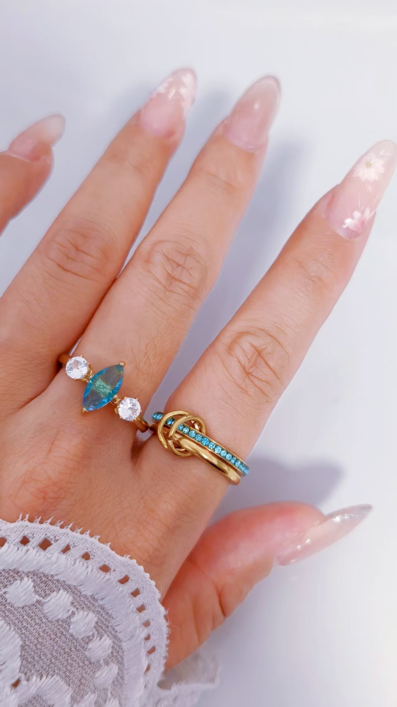 Linked Duo Blue Zircon Ring - Image 3