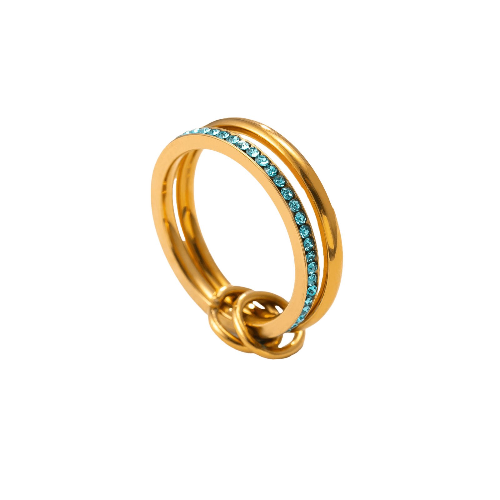 Linked Duo Blue Zircon Ring