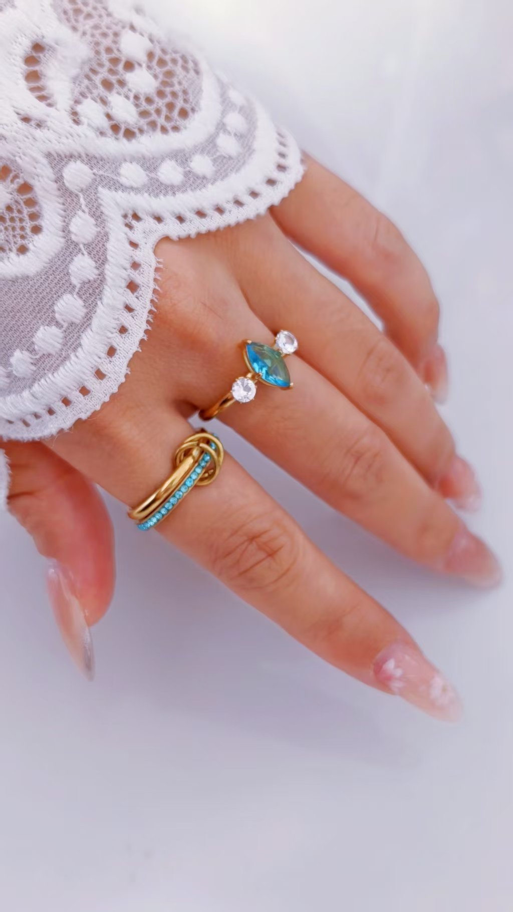 Linked Duo Blue Zircon Ring - Image 2
