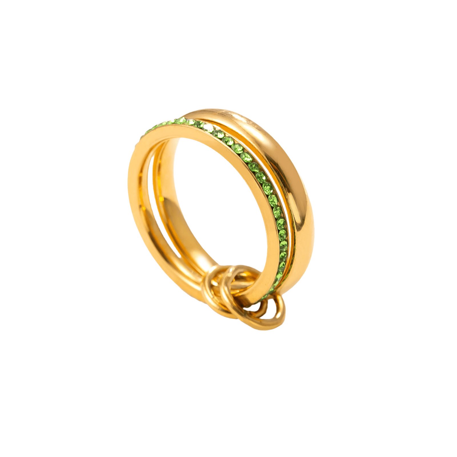 Linked Duo Green Zircon Ring