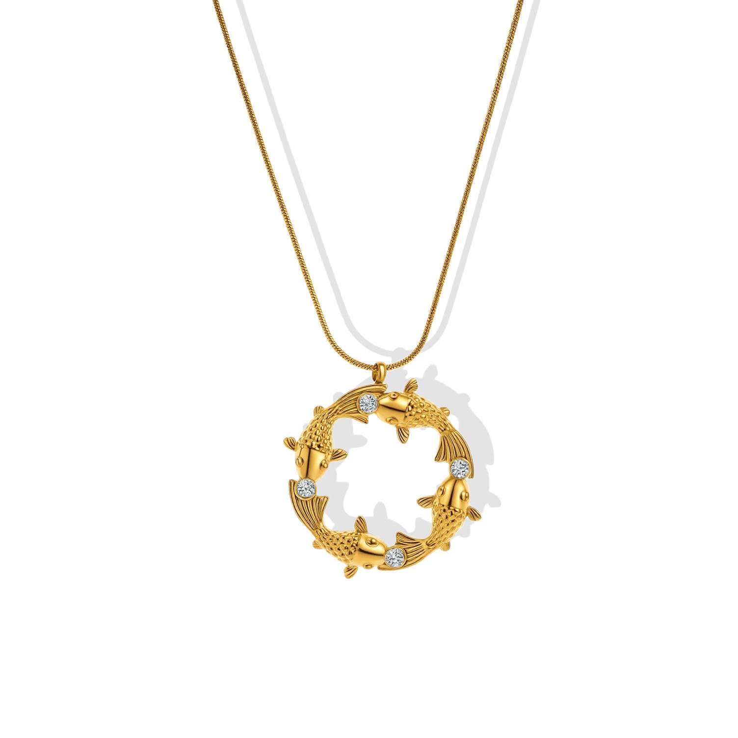Lucky Koi Circle Pendant Necklace