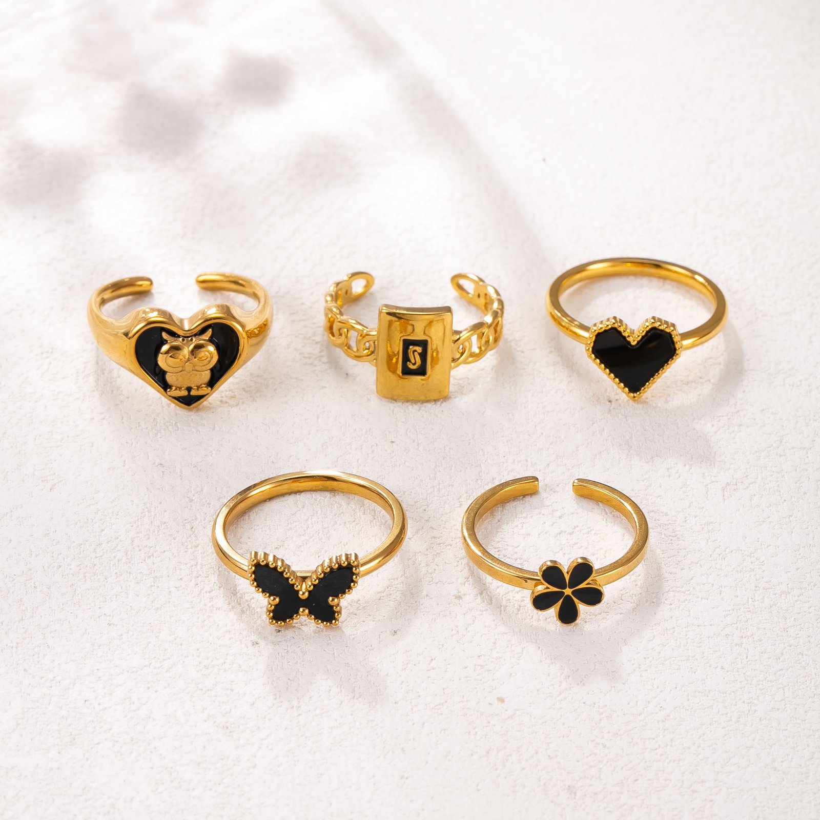 Midnight Daisy Enamel Ring - Image 5