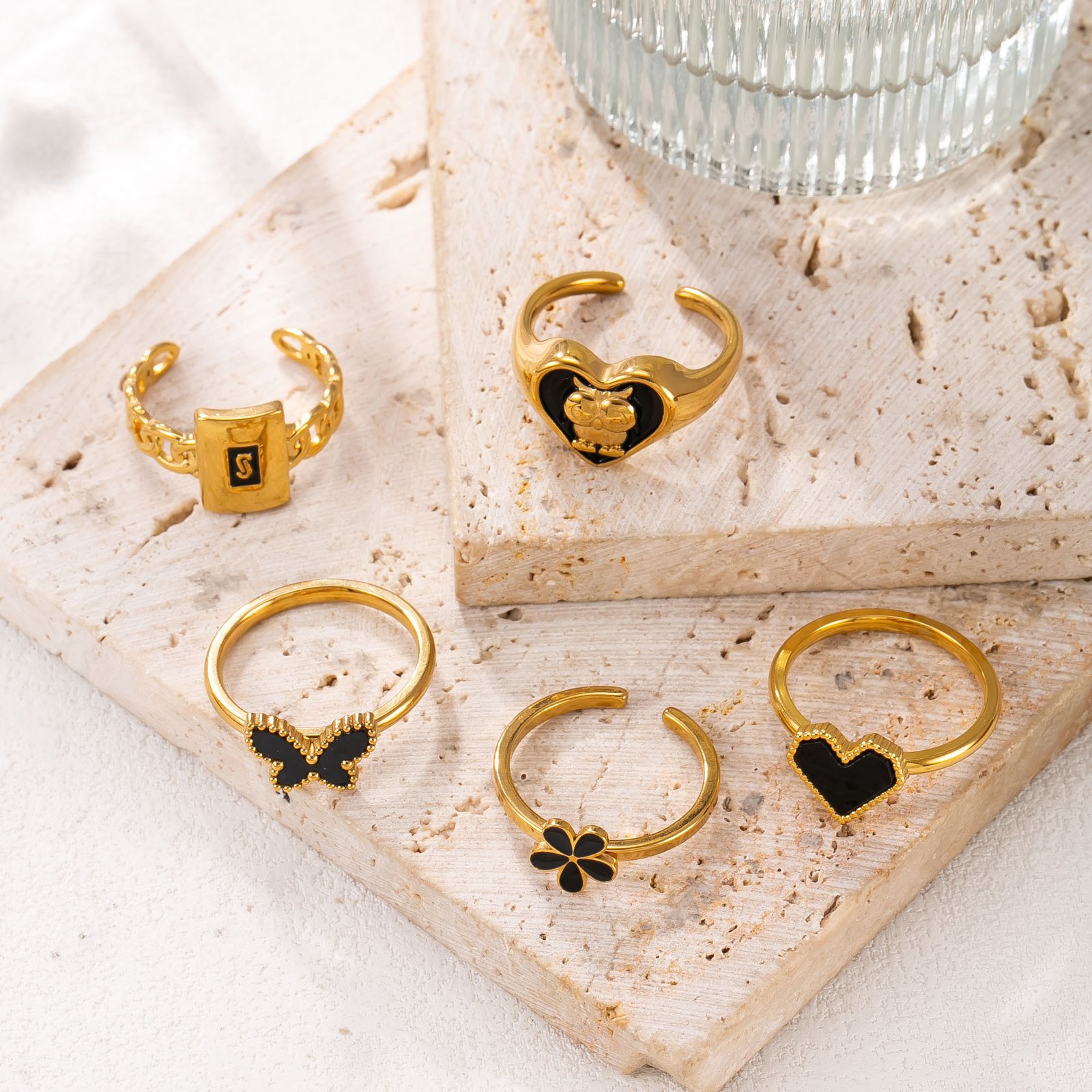 Midnight Daisy Enamel Ring - Image 6