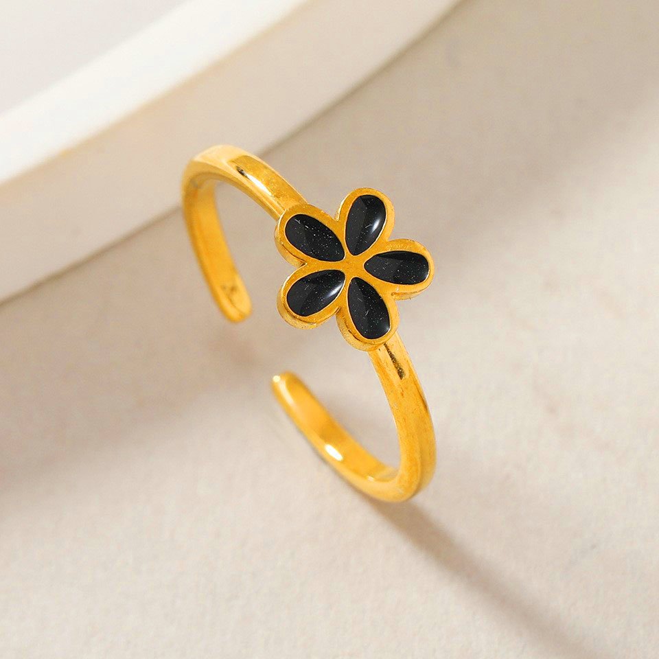 Midnight Daisy Enamel Ring - Image 7