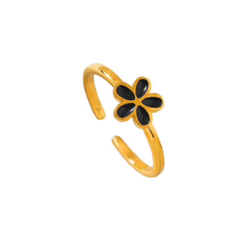 Midnight Daisy Enamel Ring
