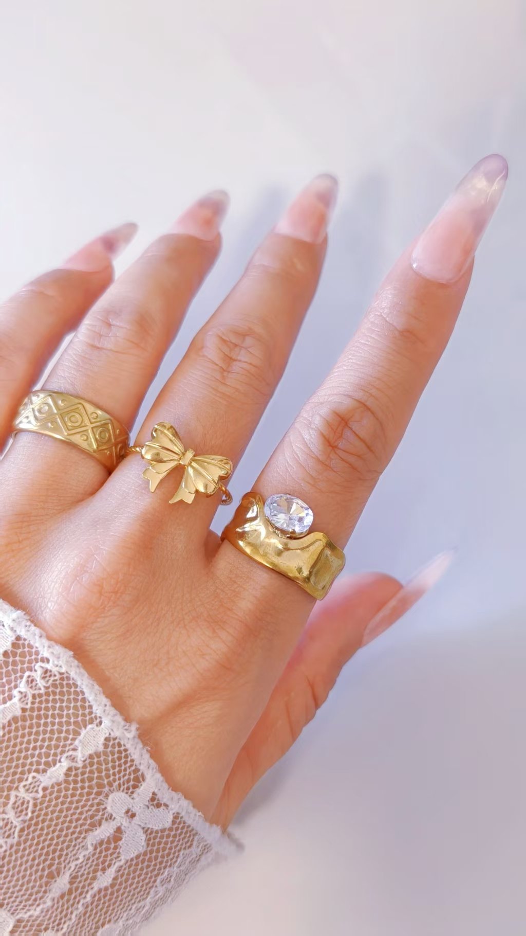 Molten Gold Wide Cuff Ring - Image 3
