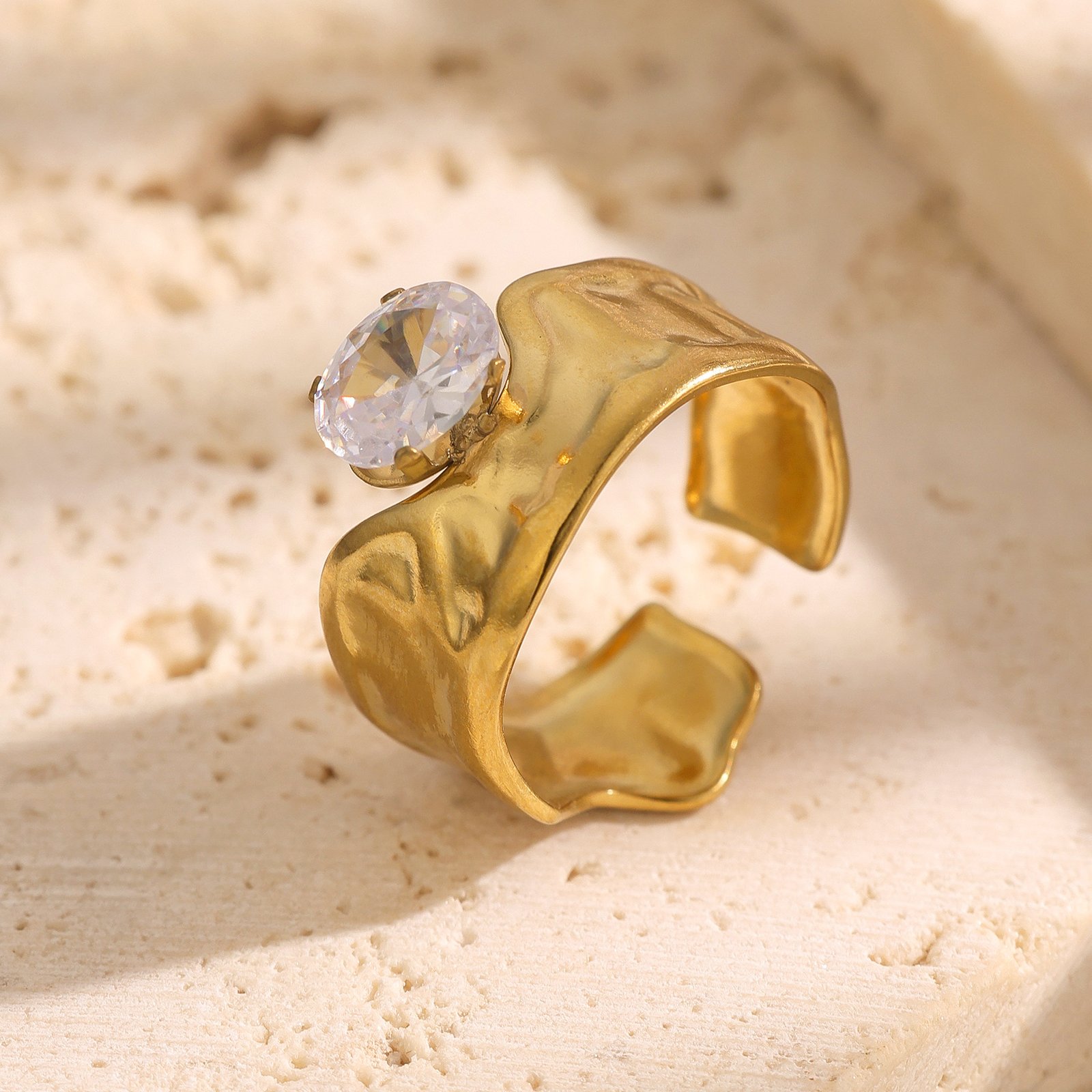 Molten Gold Wide Cuff Ring - Image 4