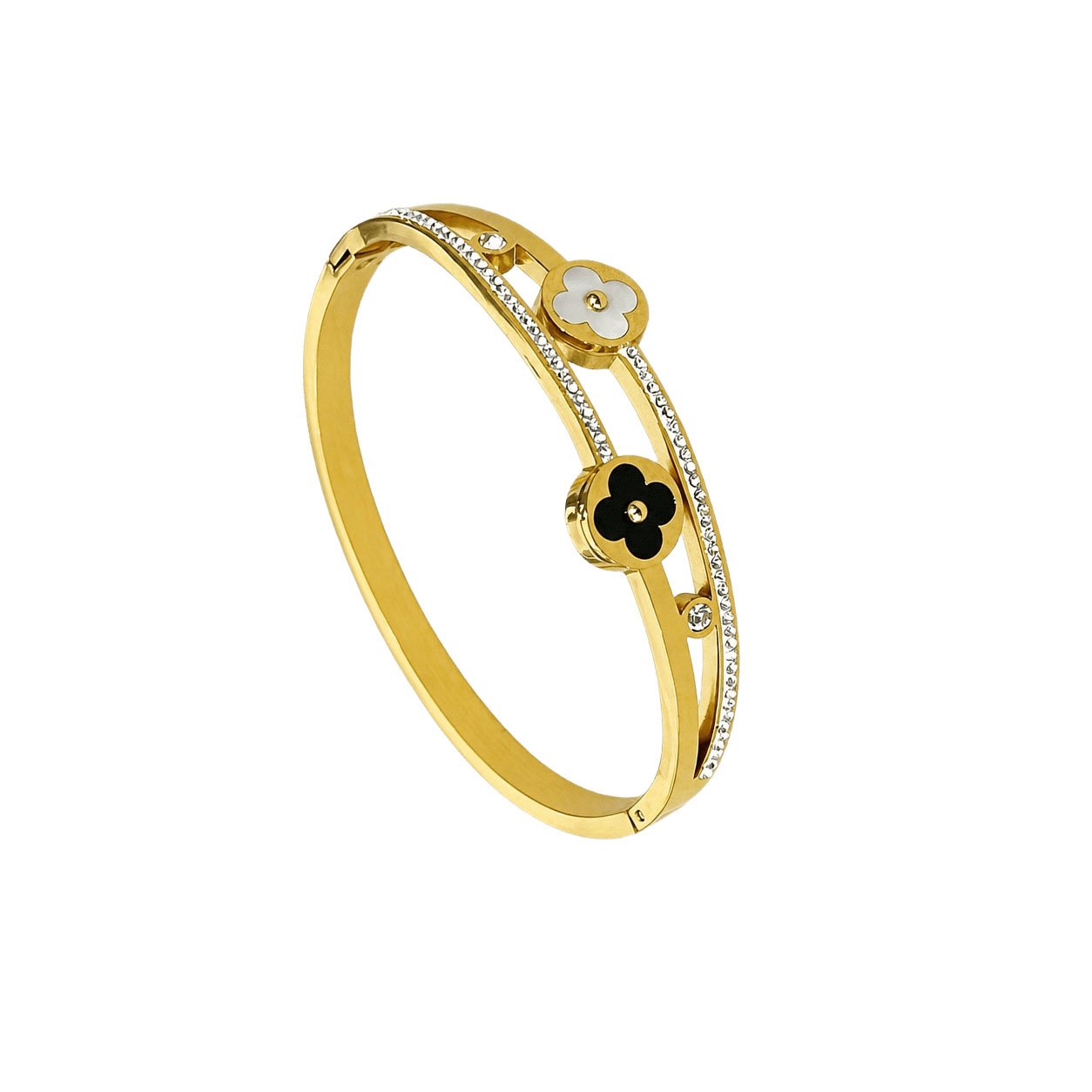 Monochrome Clover Pavé Bangle