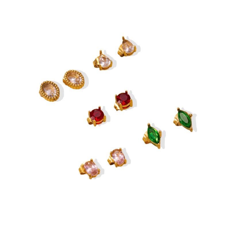 Multi-Shape Gemstone Stud Set