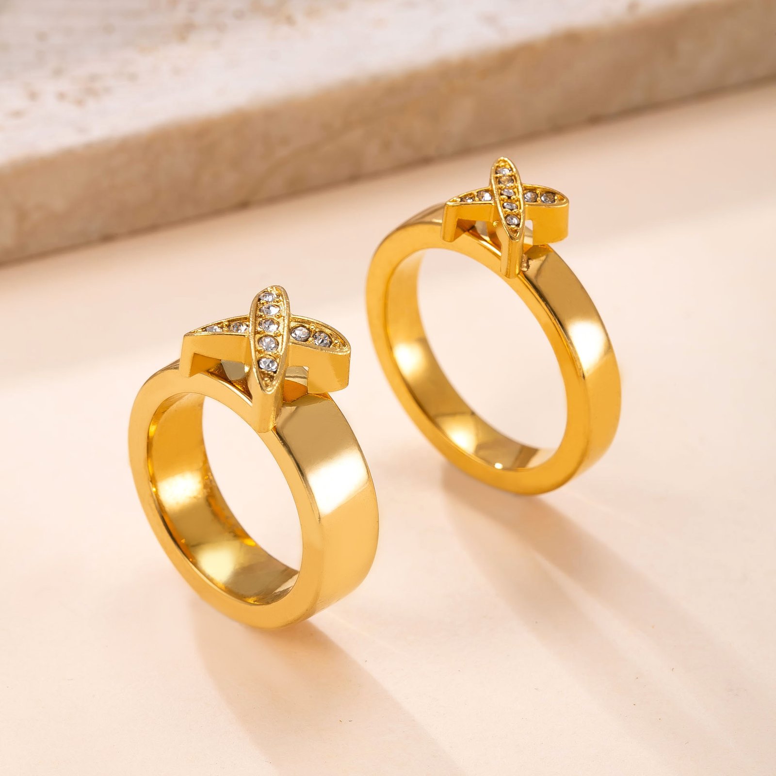 Pavé Cross Couple Rings - Image 4