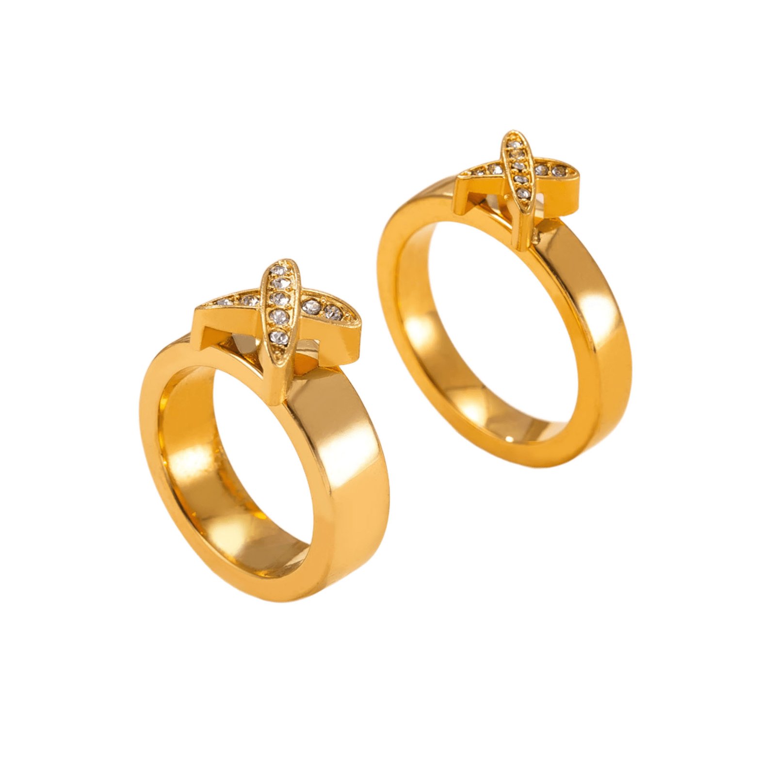 Pavé Cross Couple Rings
