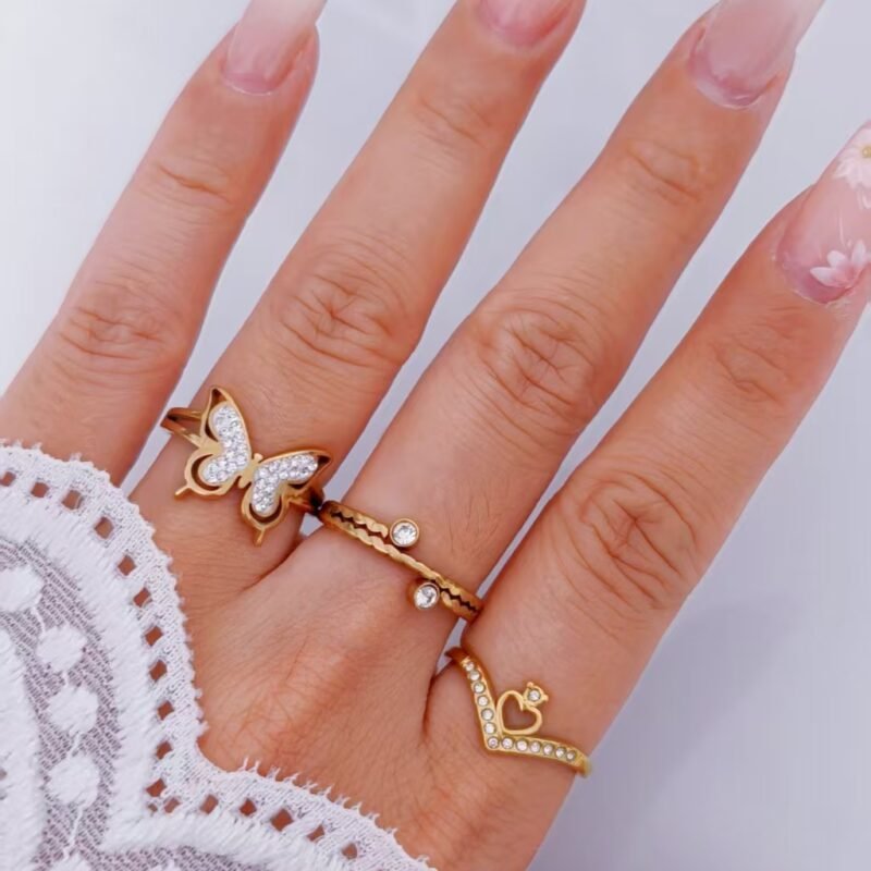 Pavé Crystal Butterfly Ring