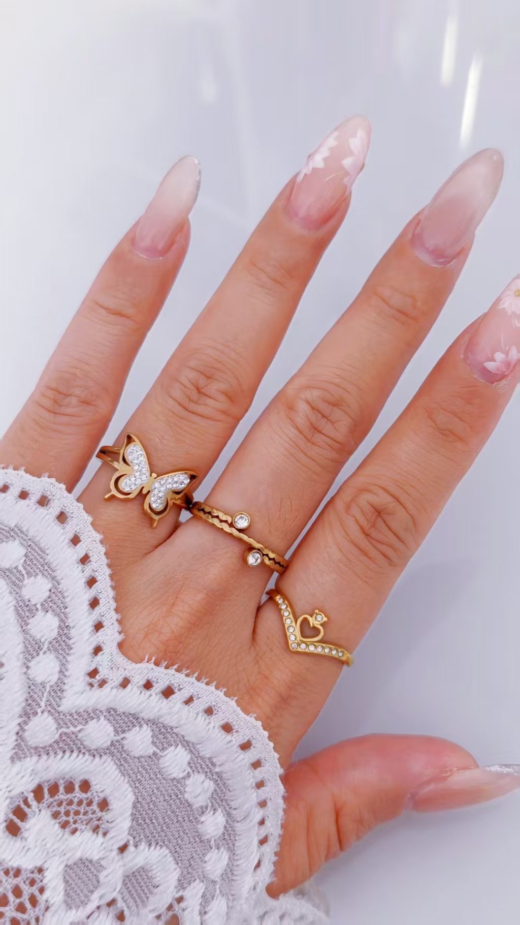 Pavé Crystal Butterfly Ring - Image 2