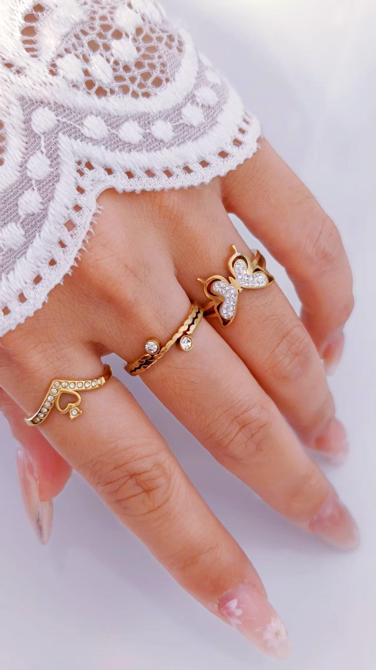 Pavé Crystal Butterfly Ring - Image 3