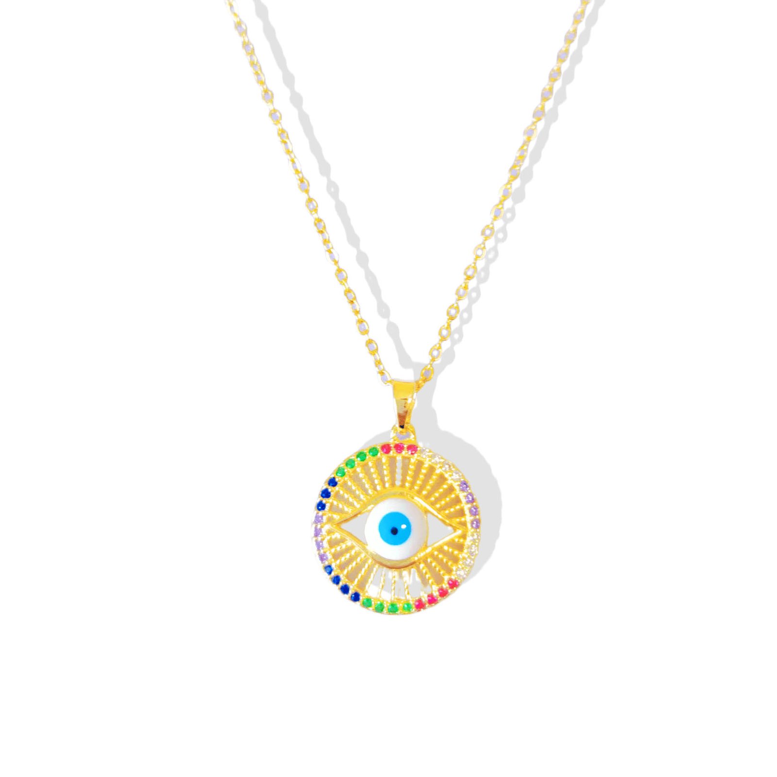 Radiant Gaze Sunburst Evil Eye Necklace