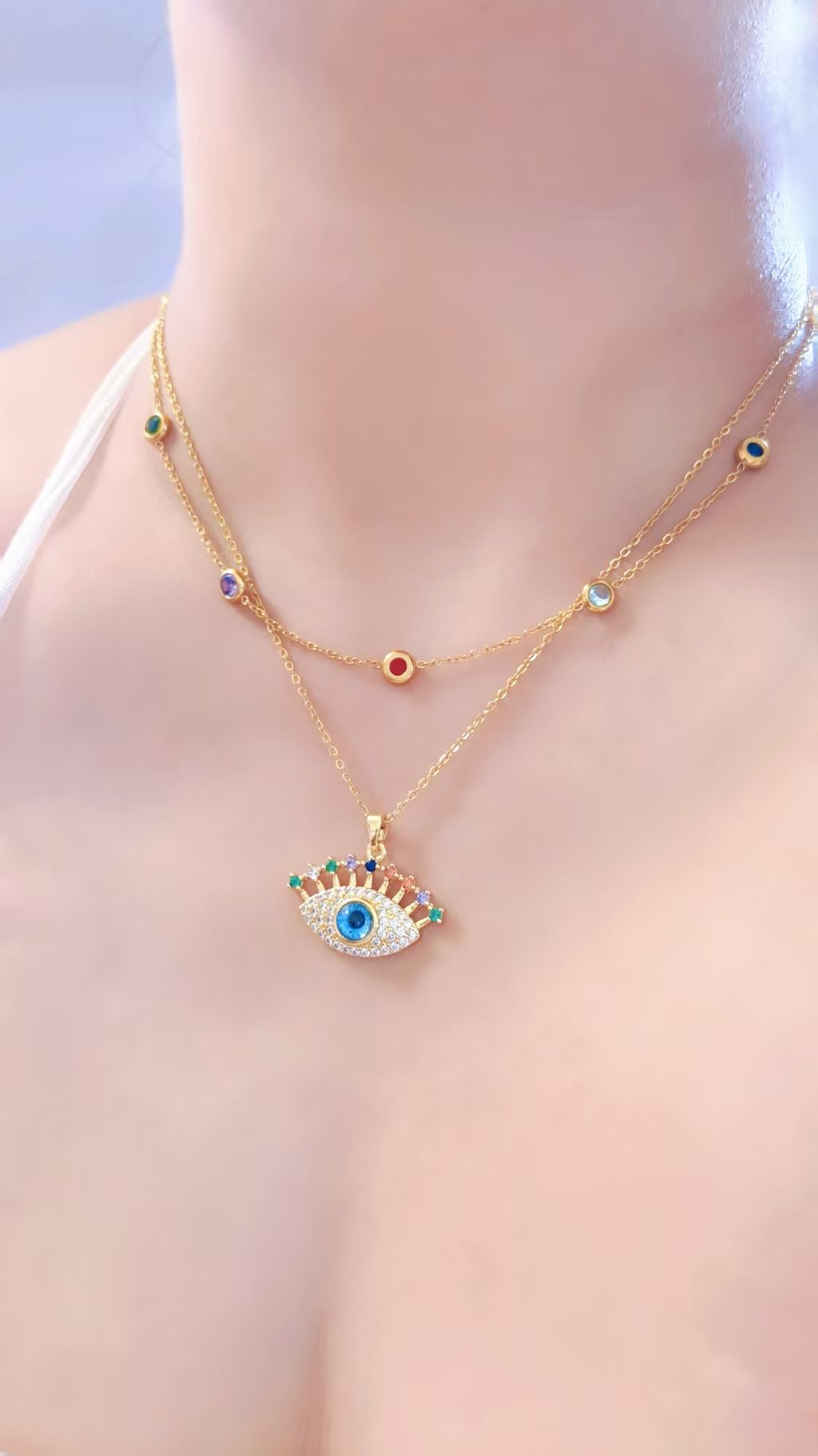 Rainbow Gaze Evil Eye Necklace - Image 2