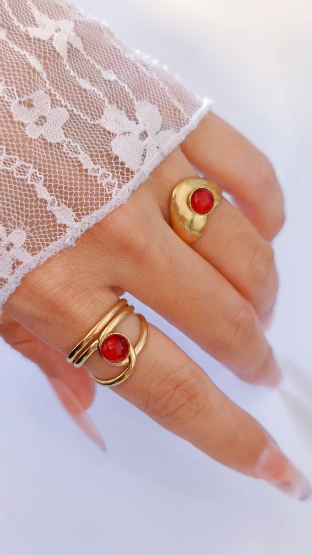 Ribbon Wrap Natural Stone Ring - Image 2