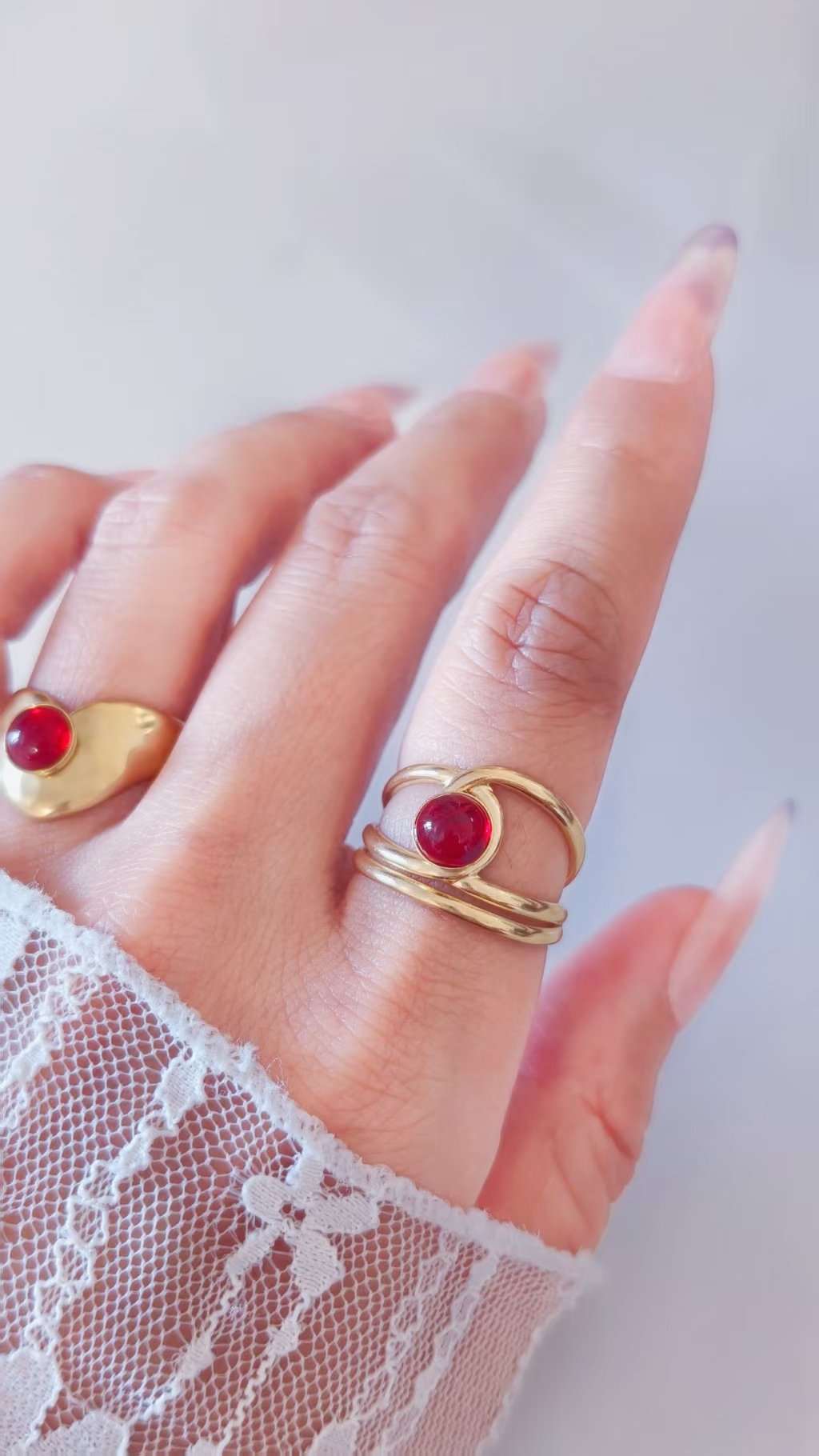 Ribbon Wrap Natural Stone Ring - Image 3