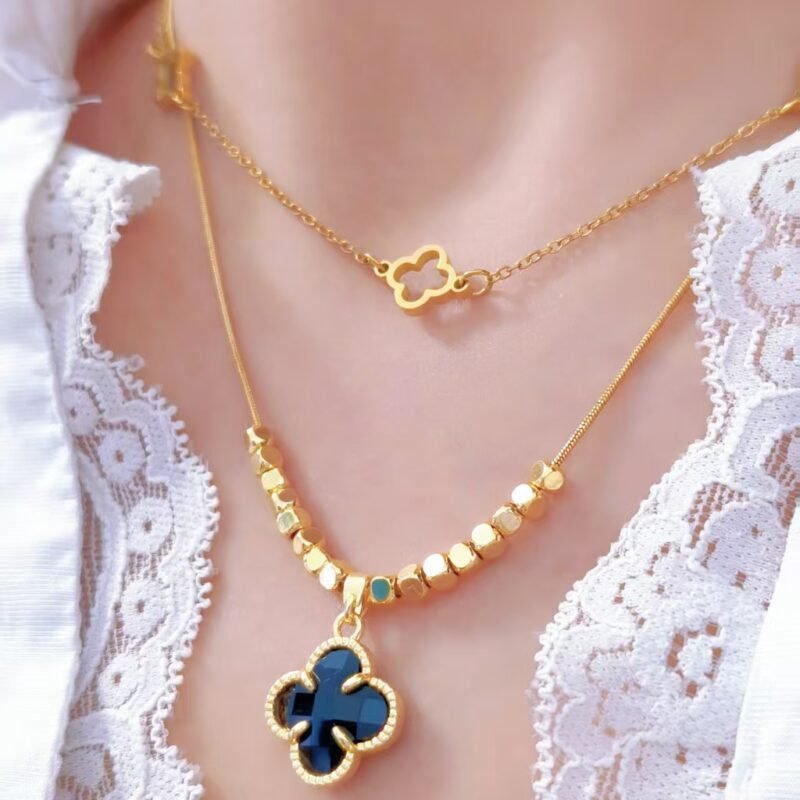 Smoky Clover Crystal Pendant Necklace