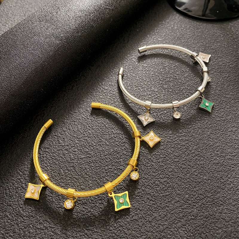 Star Charm Twisted Cable Cuff - Image 5