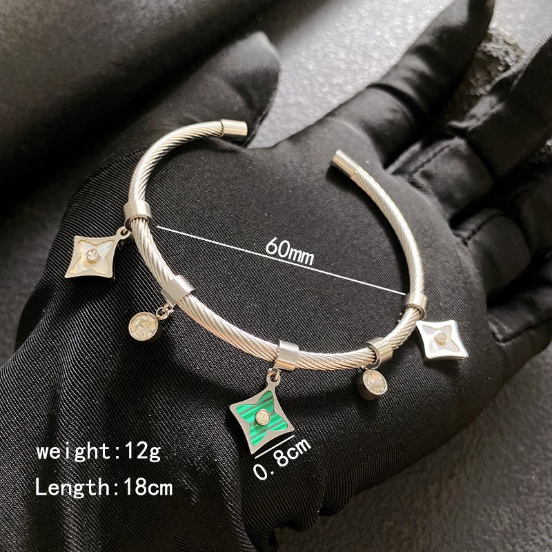 Star Charm Twisted Cable Cuff - Image 7