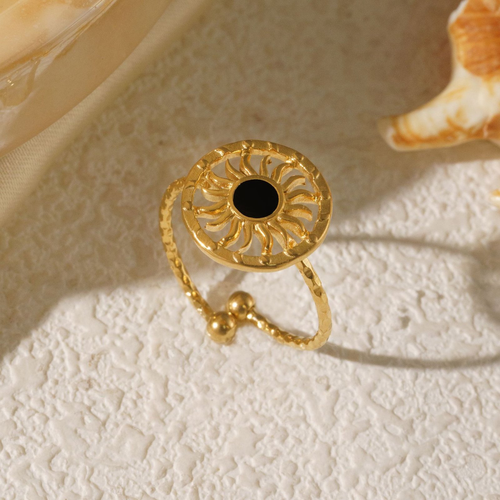 Sun Medallion Enamel Ring - Image 2