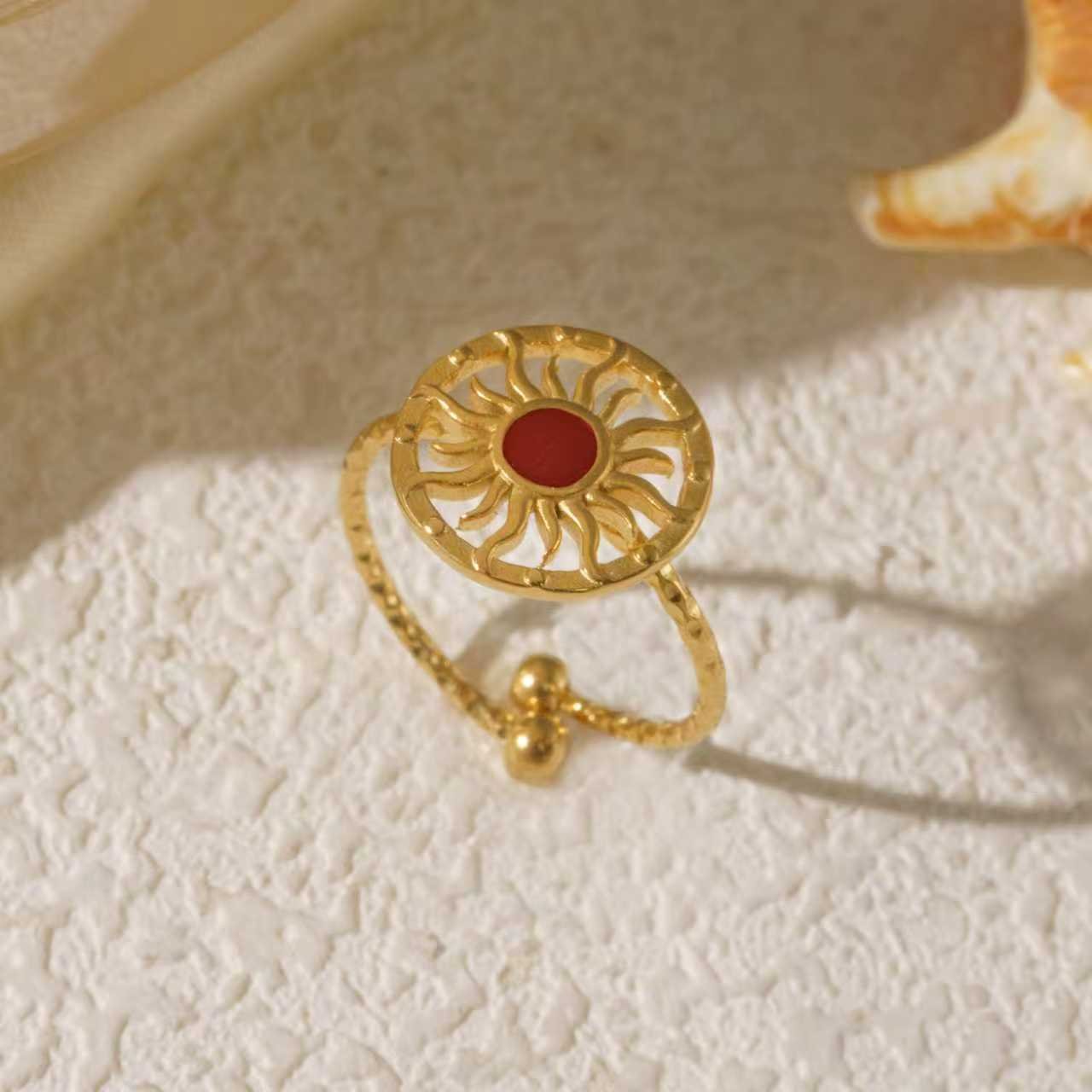Sun Medallion Enamel Ring - Image 4