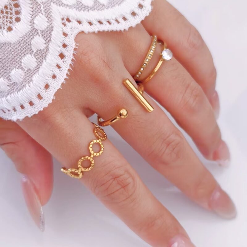 Textured Circle Link Ring