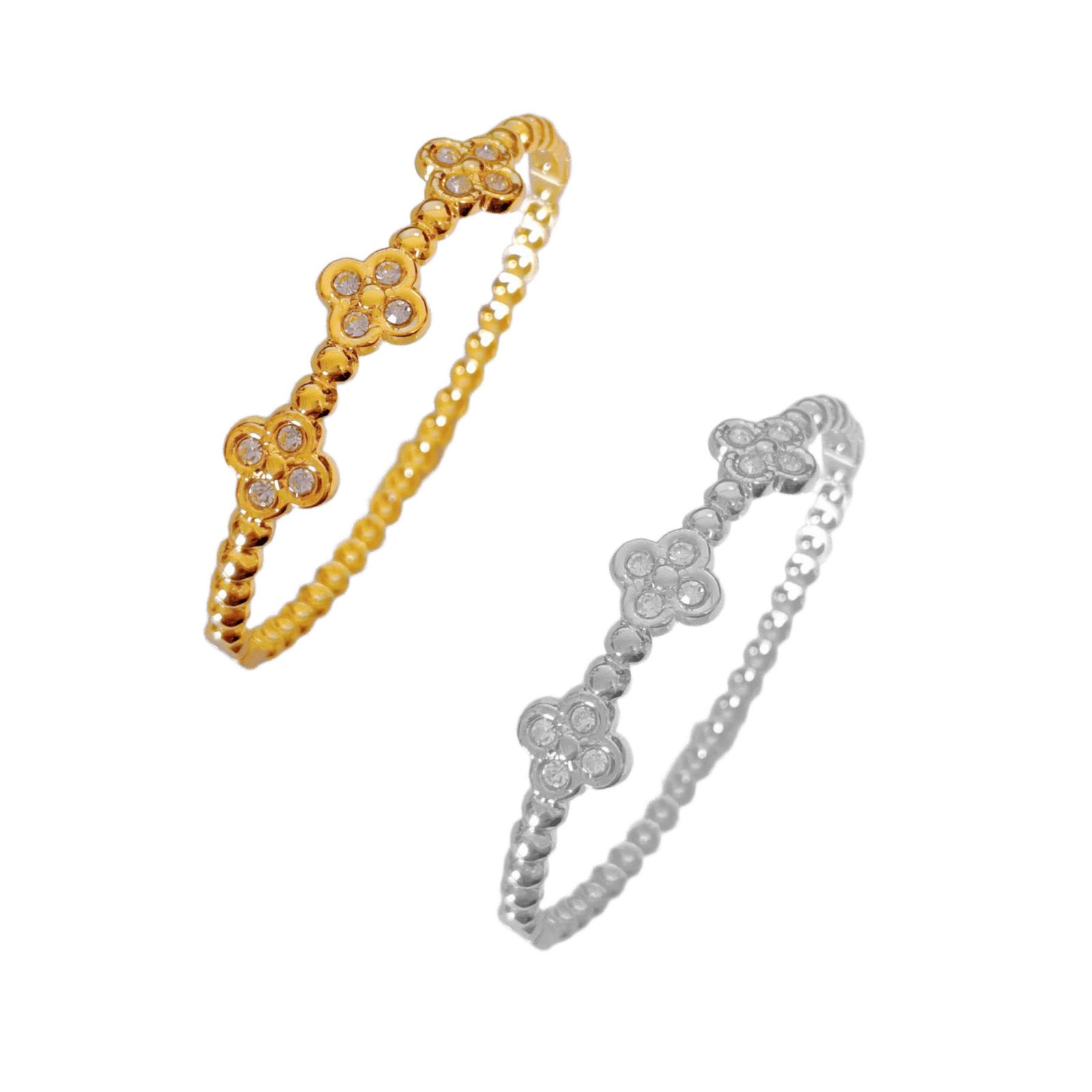 Triple Clover Beaded Bangle